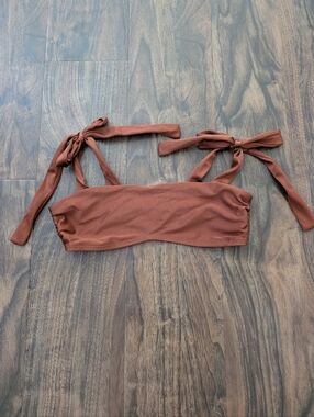 Chelsea & Violet XS Bikini Top Brown Copper Metallic Unpadded Swim Women's
